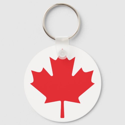 Red Canadian Maple Leaf on White Background Keychain