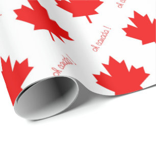 Red Canadian Maple leaf on white Wrapping Paper