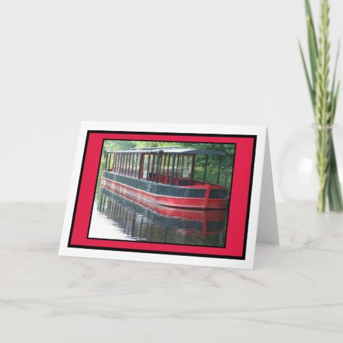 Red Canal Boat Greetings Card