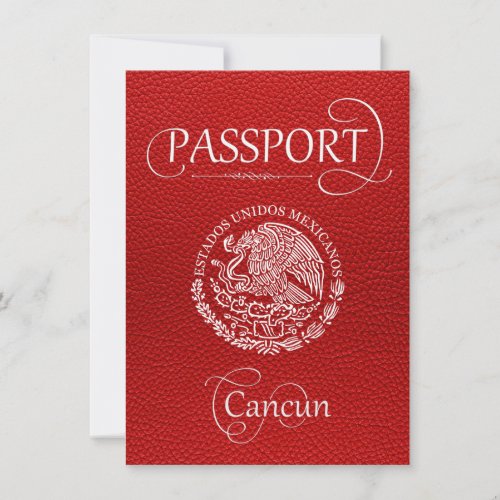 Red Cancun Passport Save the Date Card