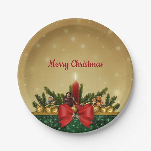 Red Candle Christmas plate
