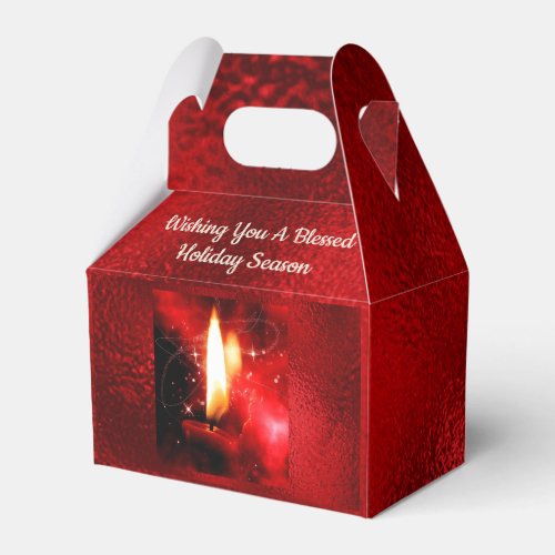 Red Candle Foil Gold Blessed Holiday Favor Box