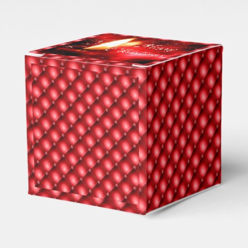 Red Candle Shiny Beads Merry Christmas Favor Box