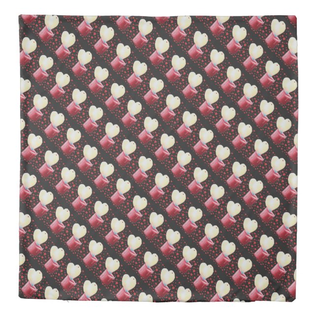 red candle with burning heart shaped flame duvet cover (Back)