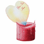 red candle with heart shaped burning flame cutout<br><div class="desc">This romantic heart shaped flame and red candle illustration on this cool key chain was inspired when I was watching a red candle melt down. As the red melting wax runs down the side of the candle the edge forms jagged shapes. The flickering heart shaped flame burns with yellows, reds...</div>