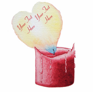 red candle with heart shaped flame for love cutout