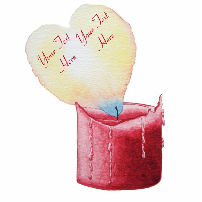 red candle with heart shaped flame for love cutout (Front)