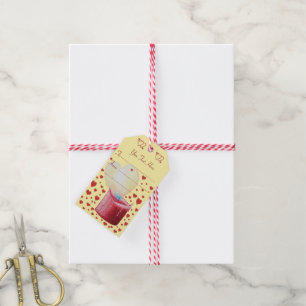 red candle with heart shaped flame romantic gift tags