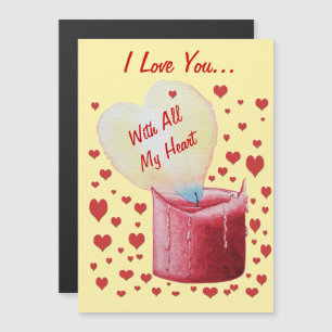 red candle with heart shaped flame romantic verse
