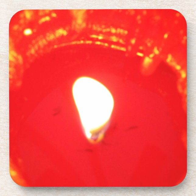 Red Candlelight, Flame , Candle, Christmas Love Drink Coaster (Front)