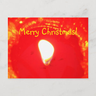 Red Candlelight Flame , Candle, Merry Christmas Holiday Postcard