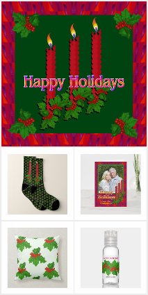 Red Candles and Holly Holiday Collection