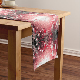 Red Candles Christmas Holiday Table Runner