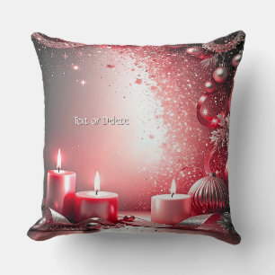 Red Candles Christmas Holiday Throw Pillow