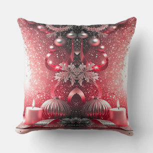 Red Candles Christmas Holiday Throw Pillow