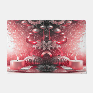 Red Candles Decorative Christmas Holiday Doormat