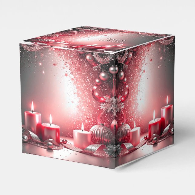 Red Candles Decorative Christmas Holiday Favor Box (Front Side)