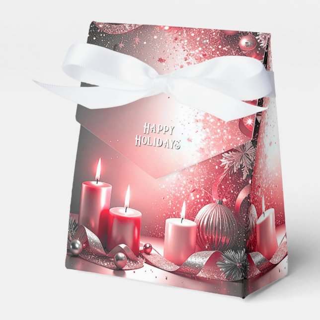 Red Candles Decorative Christmas Holiday Gift Box (Front Side)