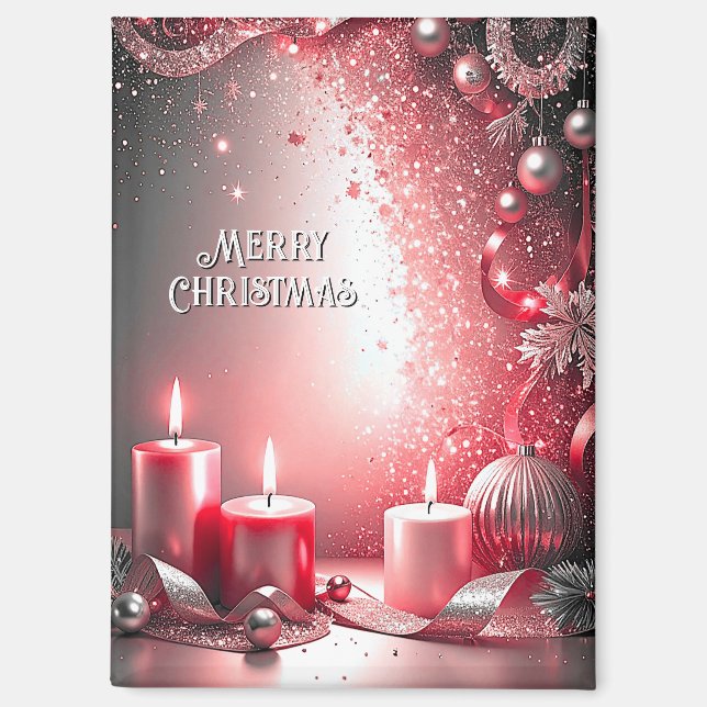 Red Candles Decorative Christmas Holiday Magnet (Front)