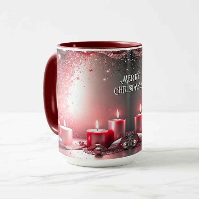 Red Candles Decorative Christmas Holiday Mug (Front Left)