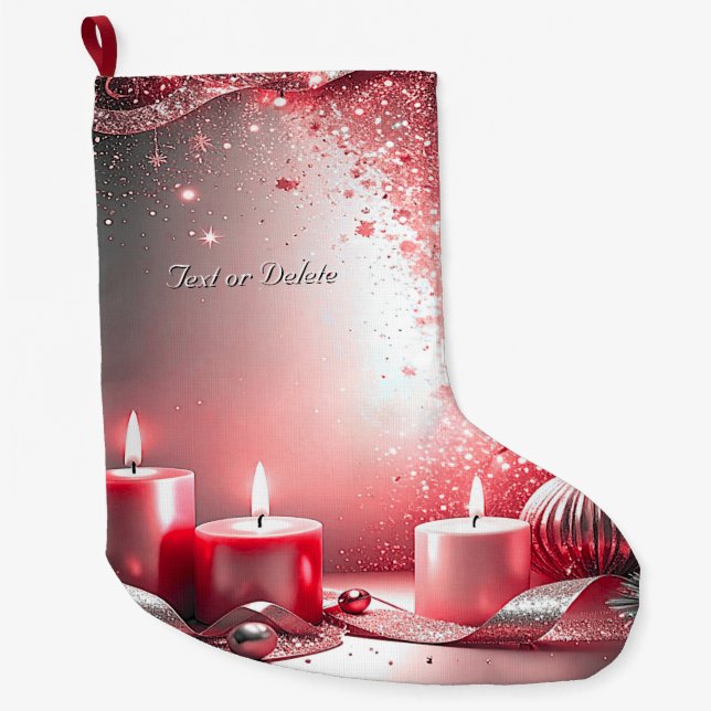 Red Candles Decorative Christmas Holiday Stocking (Front)