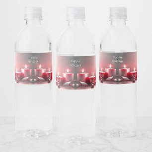 Red Candles Decorative Holiday Water Bottle Label