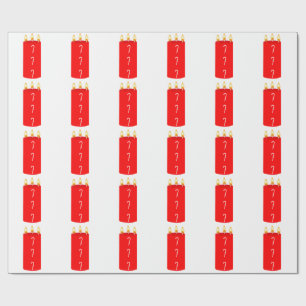Red Candy Cane Candle White Wrapping Paper