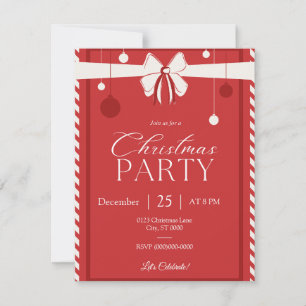 Red Candy Cane Christmas  Holiday Card