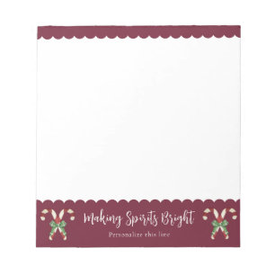 Red Candy Cane Festive Holiday Personalized Notepad