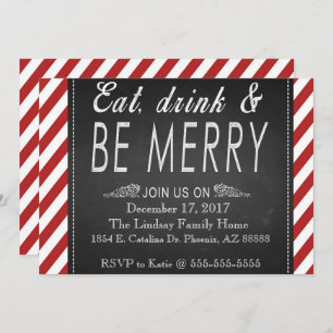 Red Candy Cane Holiday Party Invitation