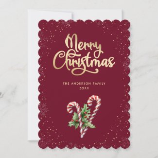 Red Candy Cane Holly Berries Christmas