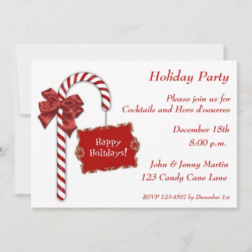Red Candy Cane Invitation