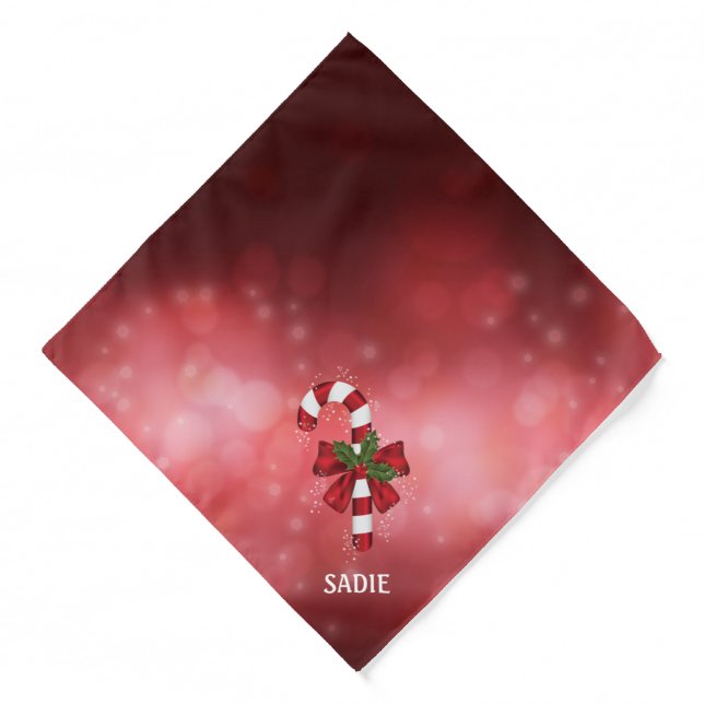 Red Candy Cane On A Red Bokeh Background Bandana (Front)
