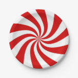 red candy cane party plate