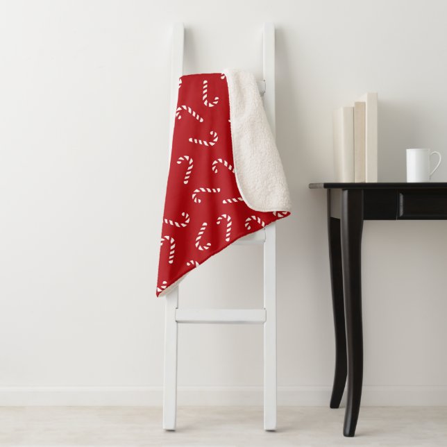 Red Candy Cane Sherpa Blanket (In Situ)