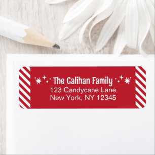 Red Candy Cane Stripe Return Address Labels