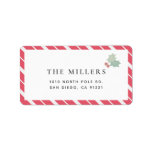 Red Candy Cane Stripes Modern Holiday Adress Label