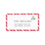 Red Candy Cane Stripes Modern Holiday Adress Label<br><div class="desc">This modern and simple christmas holiday address label features your photo with holly leaves on a white background framed by diagnol red candy stripes.  Personalize it for your needs. You can find matching products at my store.</div>