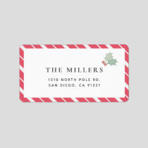 Red Candy Cane Stripes Modern Holiday Adress Label