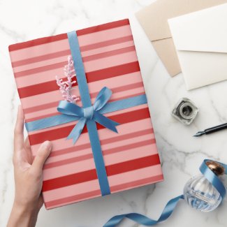 Red Candy Cane Stripes Wrapping Paper