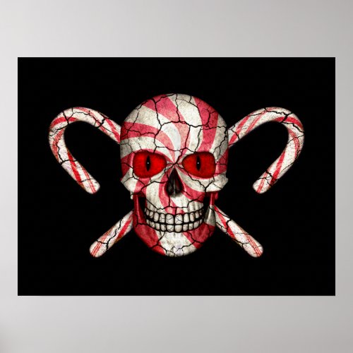 Red Candy Cane Sugar Skull Colorful Posters