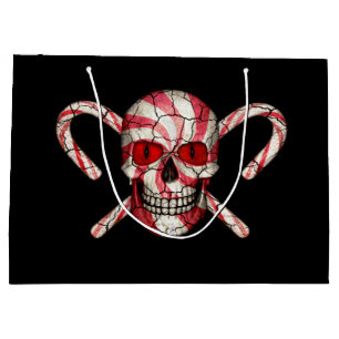 Red Candy Cane Sugar Skull Gift Bags