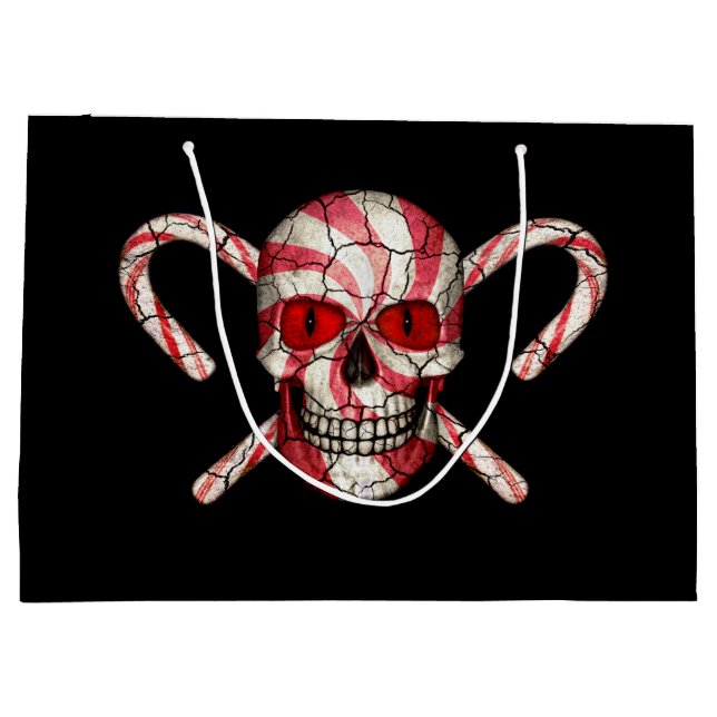 Red Candy Cane Sugar Skull Gift Bags (Back)