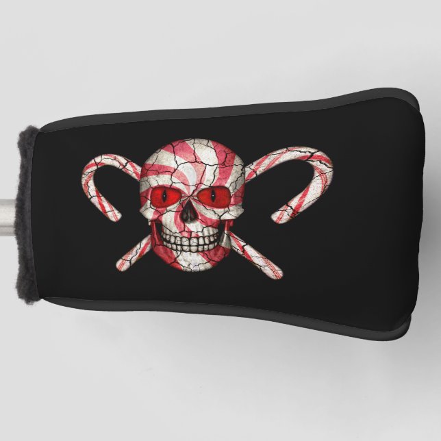 Red Candy Cane Sugar Skull Putter Covers (Front)