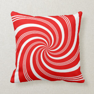 Red Candy Cane Twirl Throw Pillow
