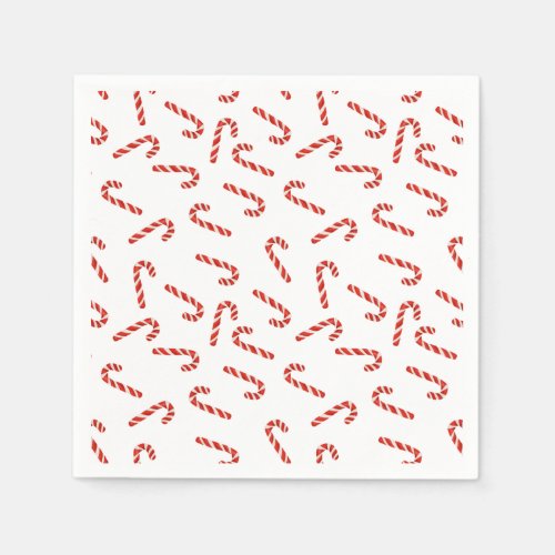 Red Candy Canes Watercolor Holiday Pattern Paper Napkins