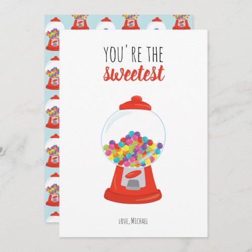 Red Candy Gumball Sweetest Valentine Holiday Card