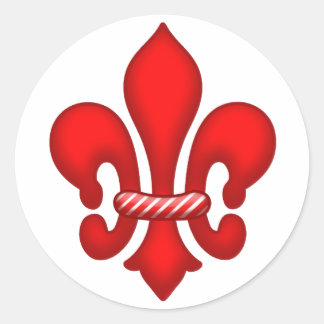 Red Candy Holiday Fleur de lis Stickers