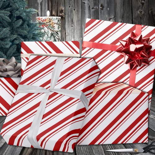 Red Candy Stripe Holiday Wrapping Paper