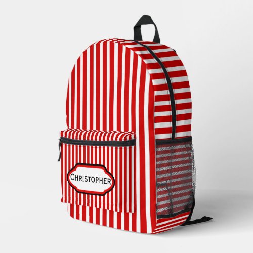 Red Candy Stripes Design Personalised  Printed Backpack